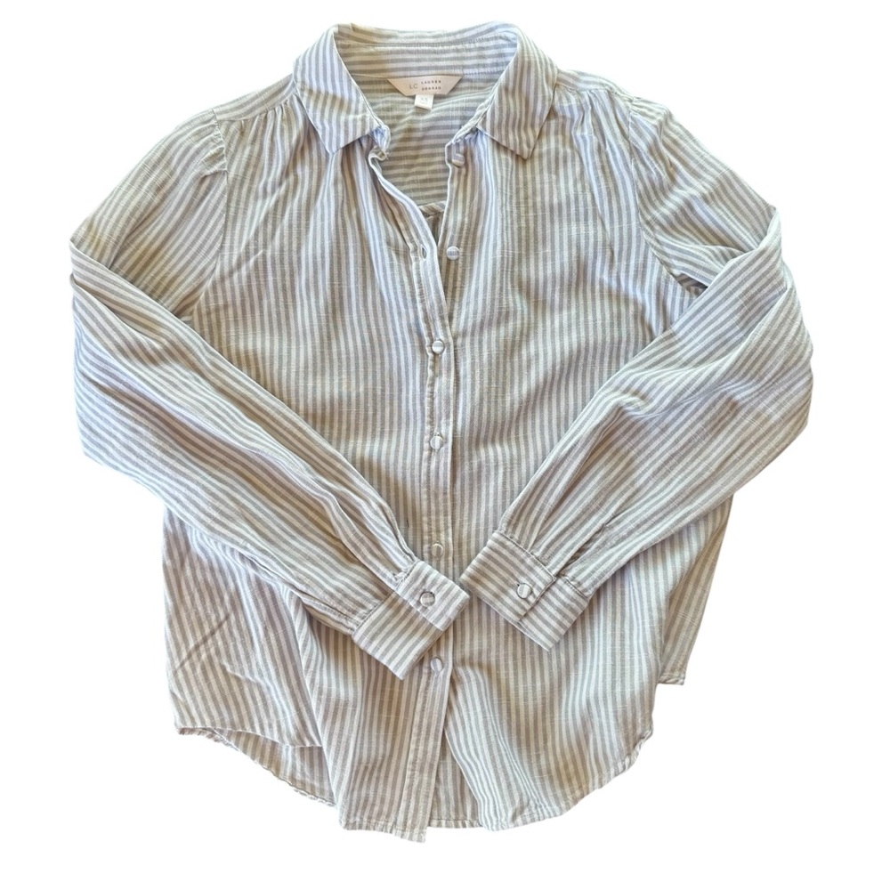 LC Lauren Conrad Gray Striped Blouse